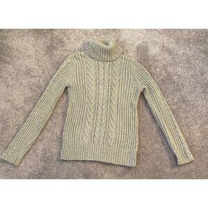 Eddie Bauer Cable Knit Turtleneck Sweater Gray W/ Sparkles Medium